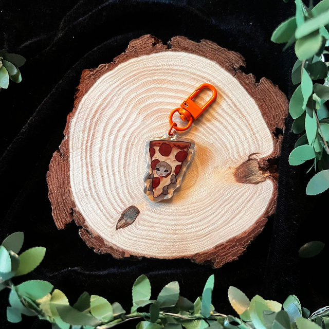 Llavero Gato comida // Pizza