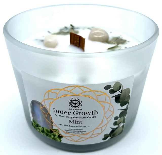 Bougie Green Tree "Croissance Intérieure" Pierre de Lune & Menthe