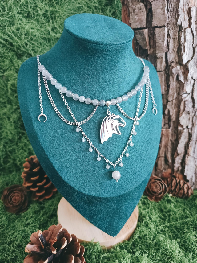 COLLIER - MOON DRAGON (argenté)