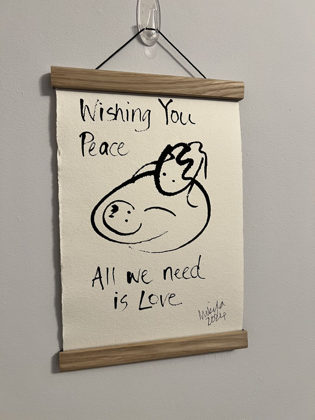 Framed A4 Art Print: 'Wishing You Peace' Mother and Babe 