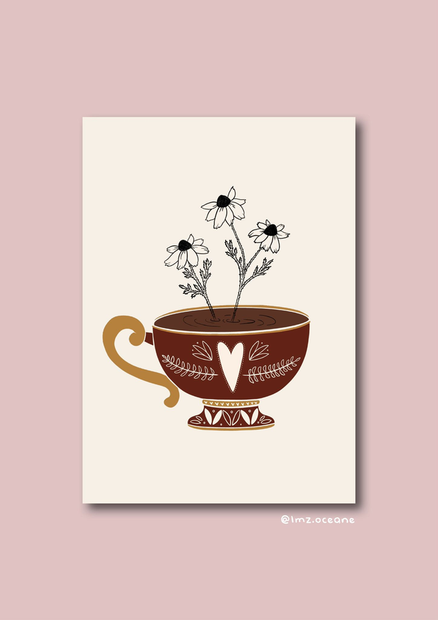 Affiche A4 Tasse fleurs 🌞