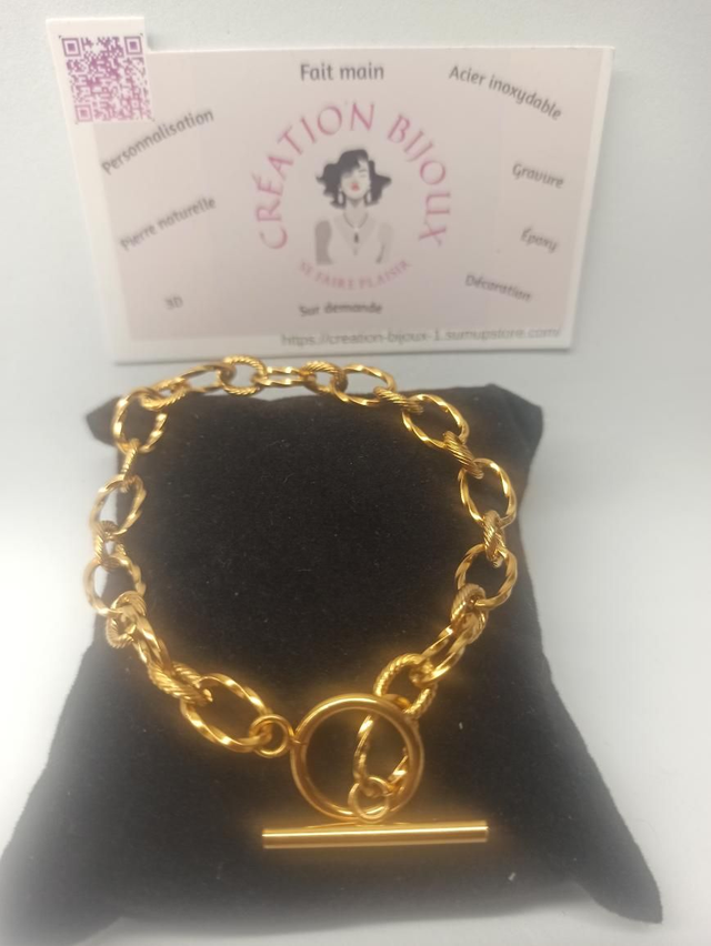 Bracelet maille ovale et fermoir en T