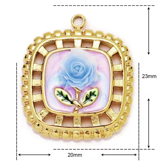 Charm quadrato rosa azzurra 