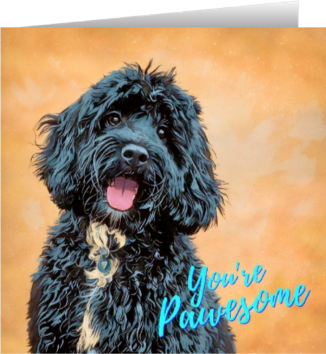 Black and White Cockapoo - Dog Greetings Card - "You're Pawsome!"