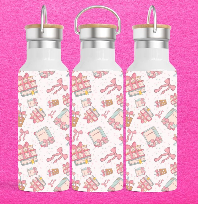 GOURDE BAMBOU BOOK LOVER PINK