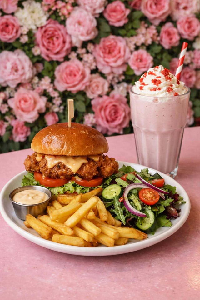 Chicken Cheese Burger + Fries + Shake Deal