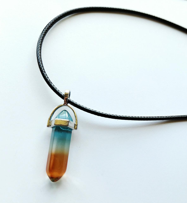 Faux Crystal Necklace (blue/rose) 49cm