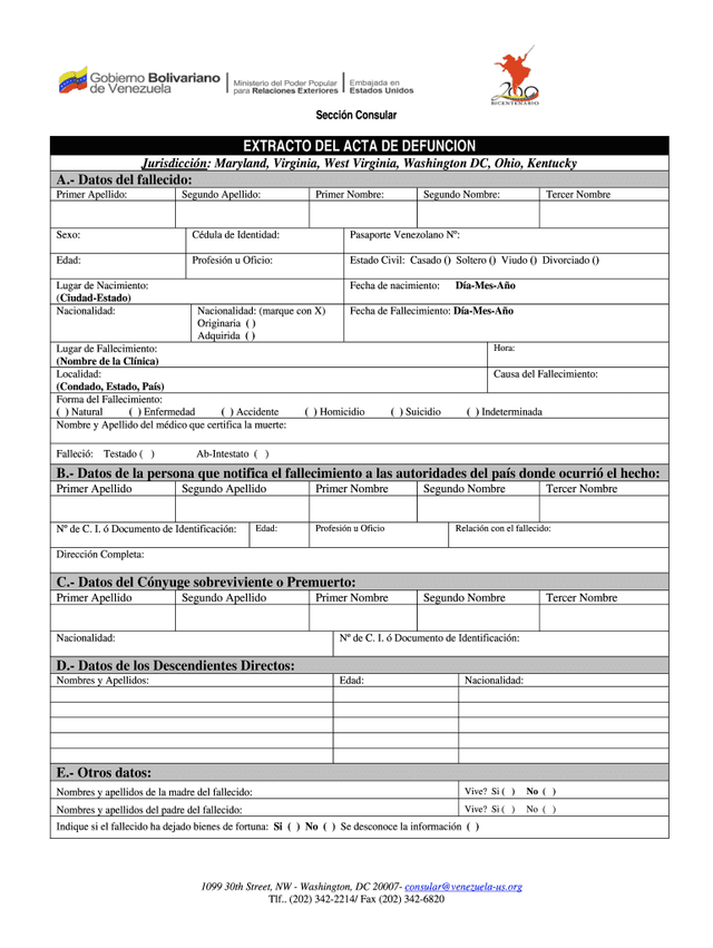 Acte de décès (Venezuela)
