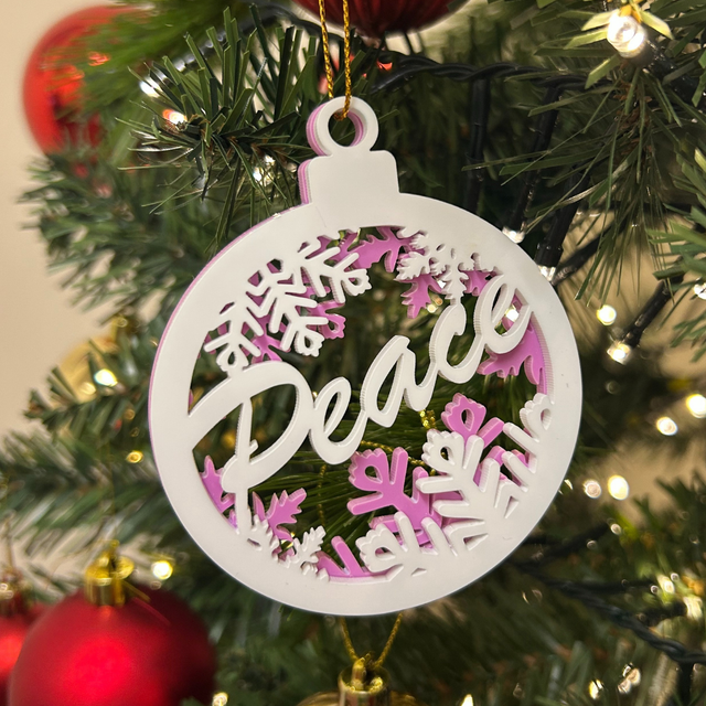 2 x Circular Peace Baubles (Pink)