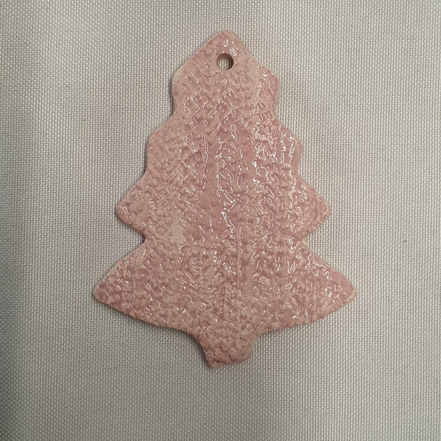 Pink knitted tree hanging decoration
