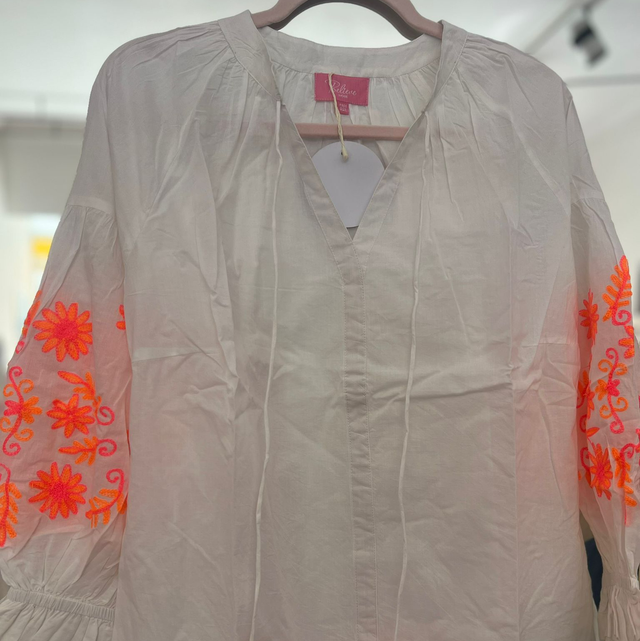 Bluse mit Neonstickerei One Size