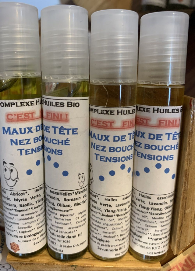 Complexe Huiles C'est fini : Maux de tête, nez bouché, tensions - Roll one 10 ml 