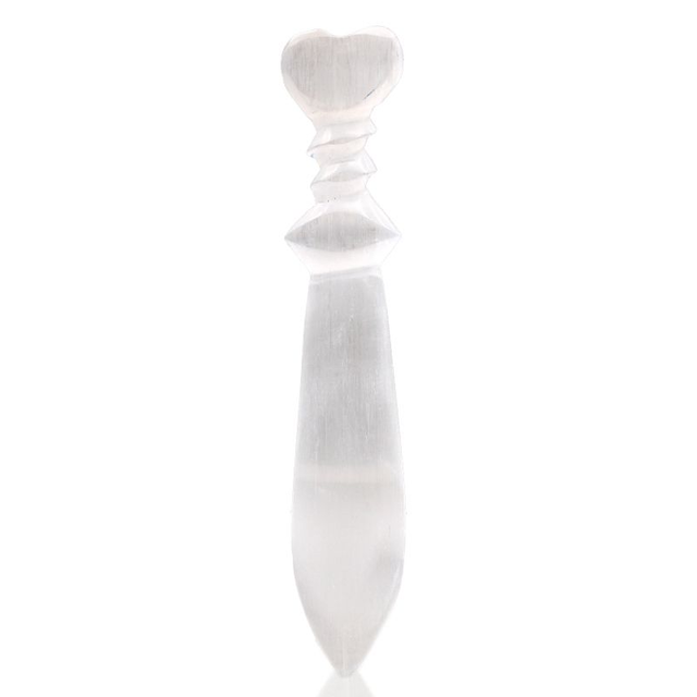 Selenite Ritual Knife - Spiral - 25cm