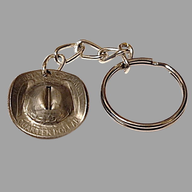 Quarter dollar cowboy hat keychain  