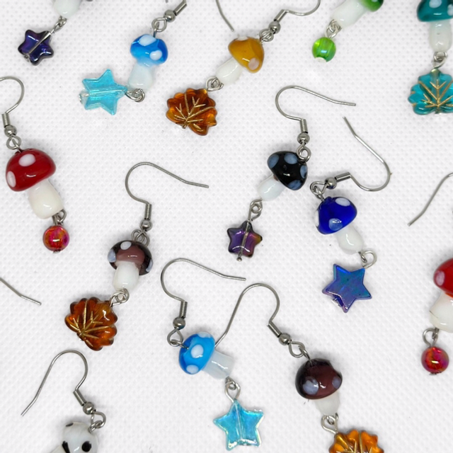 Glass Mushroom Earrings