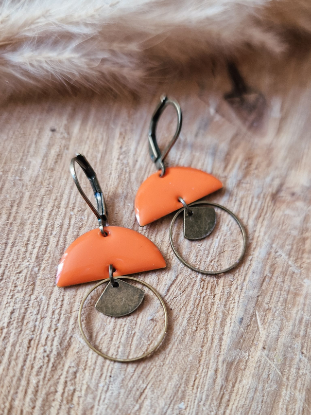 Boucles d'oreilles "Kelly" - Modèle bronze et orange