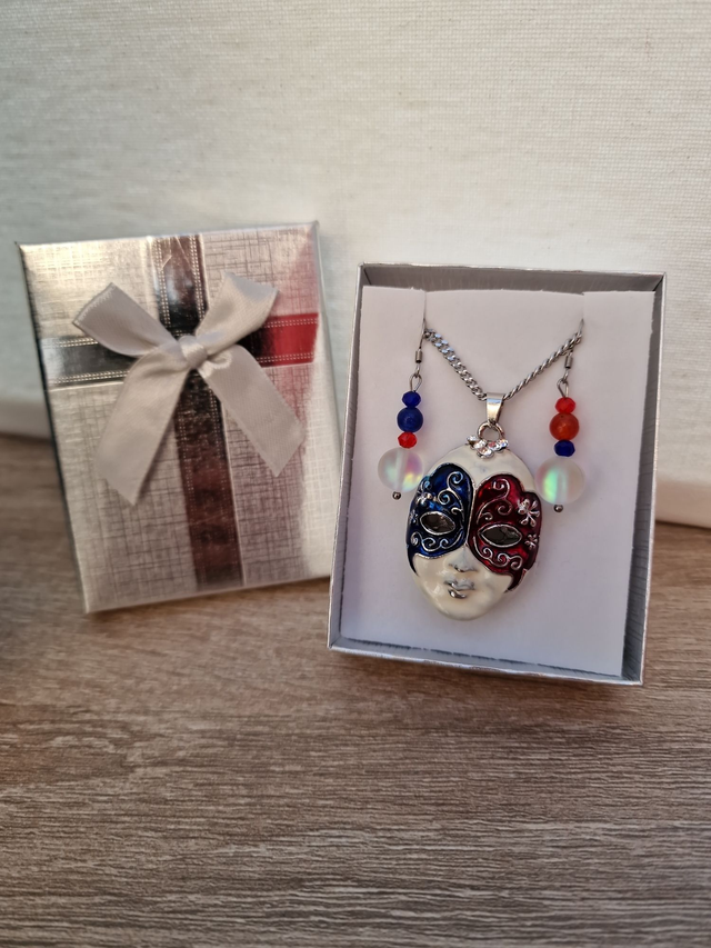 Parure Acier Vénitienne Aura Cristal Pierre De Roche Agate