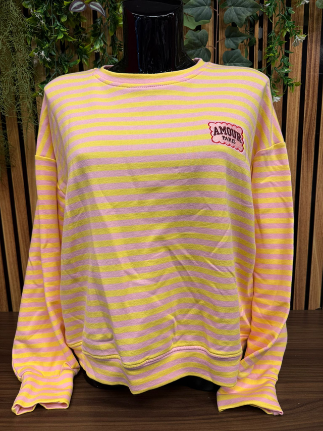 Sweater AMOUR - Geel/roze