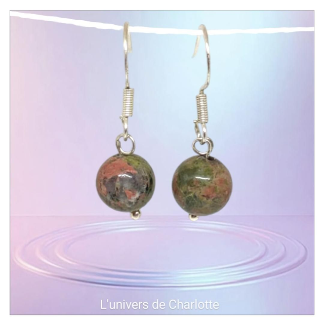 Boucles d&#039;oreilles &quot;Unakite&quot; BO-053