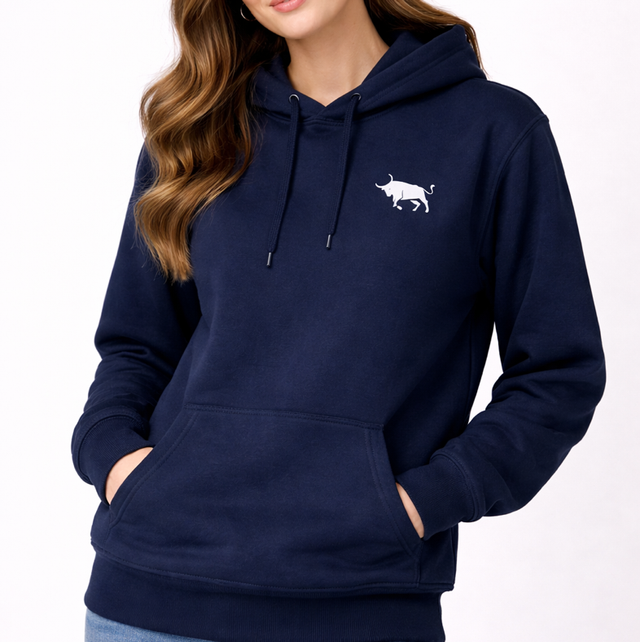 Sweat shirt bleu taureau camargue