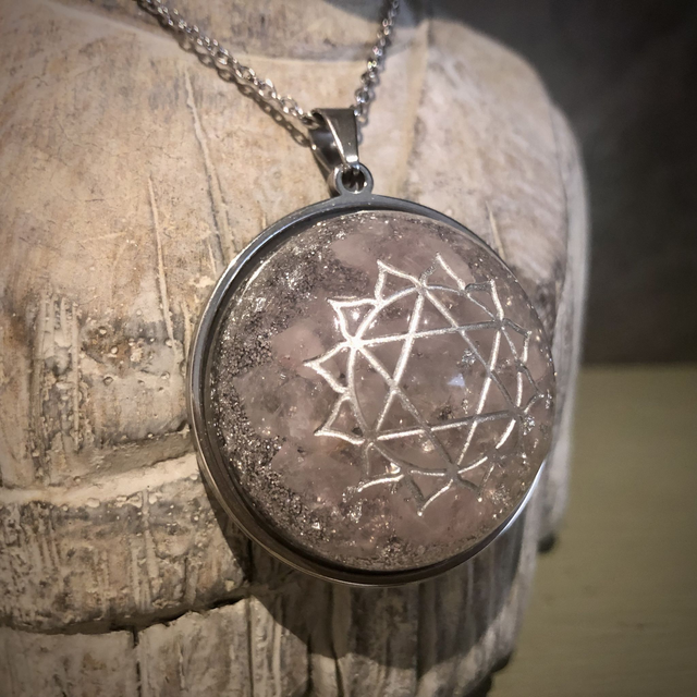 Heart Chakra Pendant with Rose Quartz Crystals