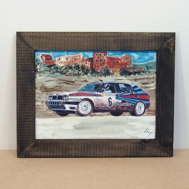 Artimotor enmarcado 28x35 - 1989 Lancia Delta Didier Auriol - rallye Montecarlo