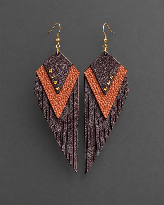 Audace Géométrique » – Boucles d’oreilles originales en cuir véritable