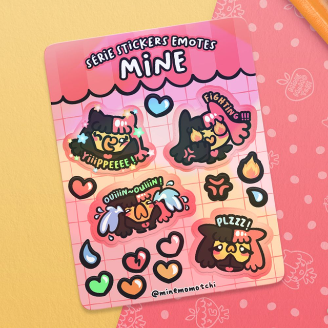 Planche de Stickers Holo ♡ Série Emotes - Mine