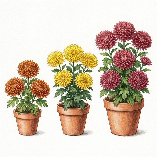 Chrysanthème traditionnel à grosses têtes