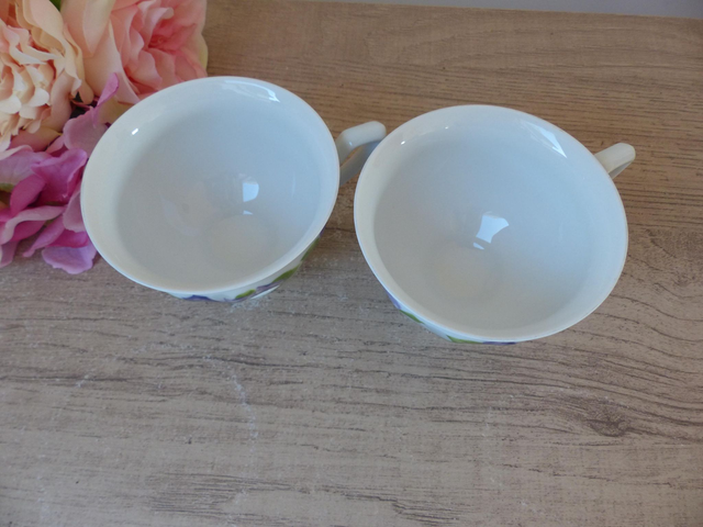 Deux tasses à café porcelaine Rosenthal Collection Classic, Allemagne, tasses romantiques fleurs pensées violettes, cadeau couple ami maison