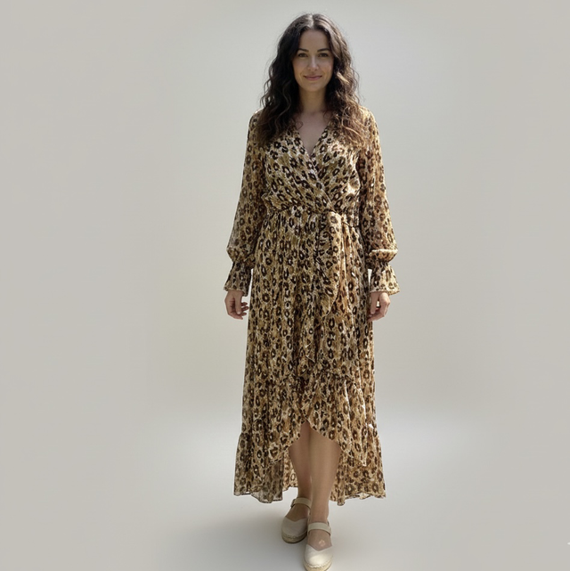 Robe longue motif léopard 