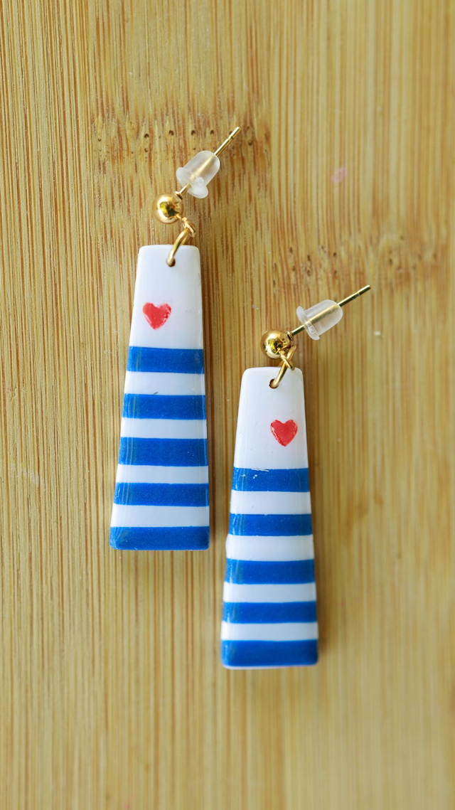 Boucles d&#039;oreilles Marinières &quot;Les Élancées&quot; 