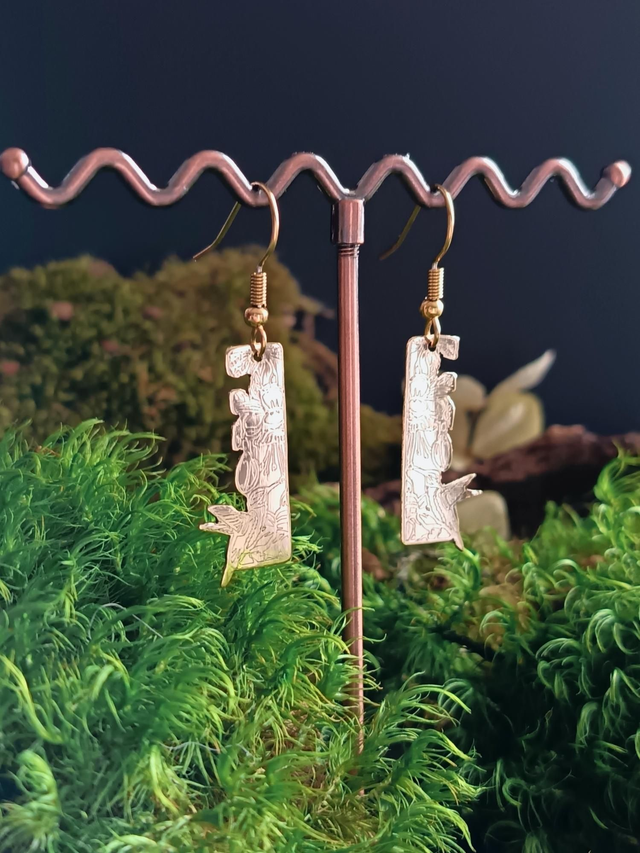 Boucles d'oreilles - crochets - colibris - fleurs - laiton - La&amp;Titia 