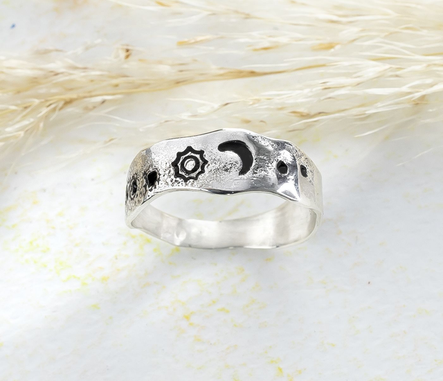 Anillo Sol y Luna en plata 925