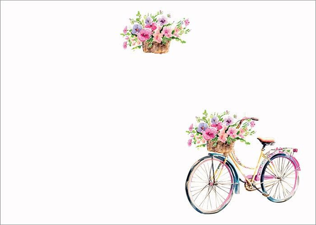 NC010  Floral Bicycle Notecards - pack of 8