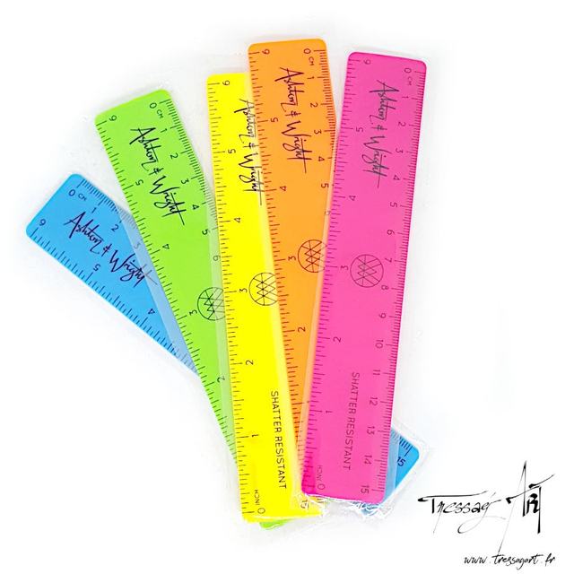 ASHTON & WRIGHT - LOT DE 5 REGLES 15CM - COULEURS - AW003