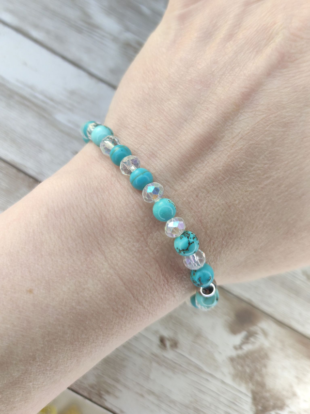 Bracelet &quot;Turquoise et cristal&quot;