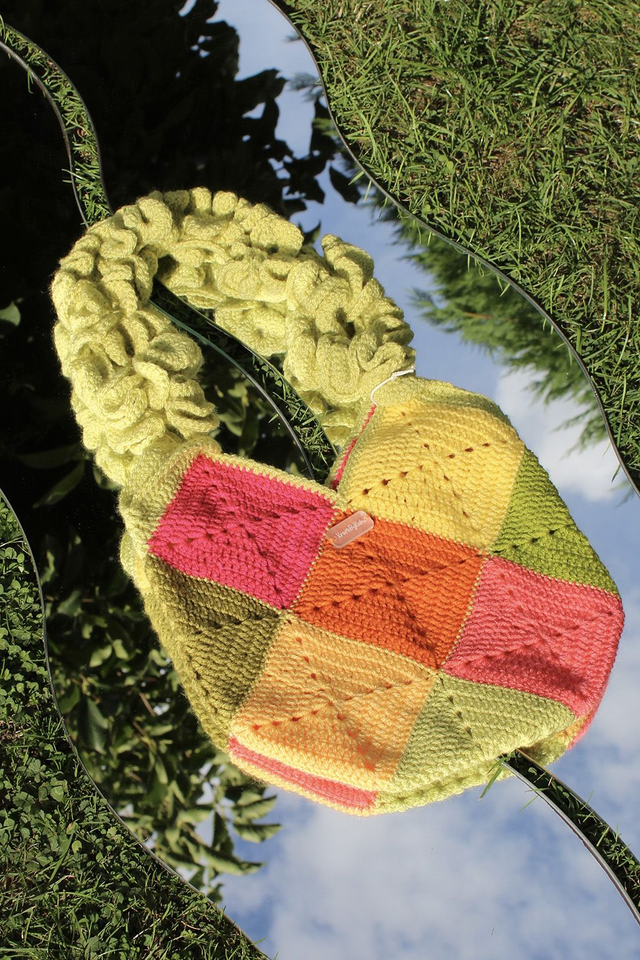 Ruffle Block Colour Granny Square Bag 