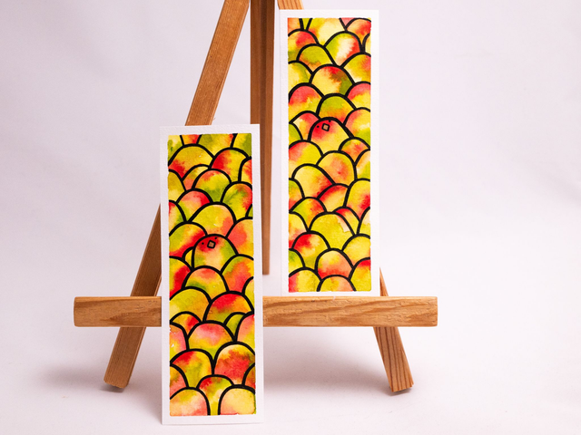 MANGO PTASZEK zakładka do książki, ręcznie malowana akwarela 