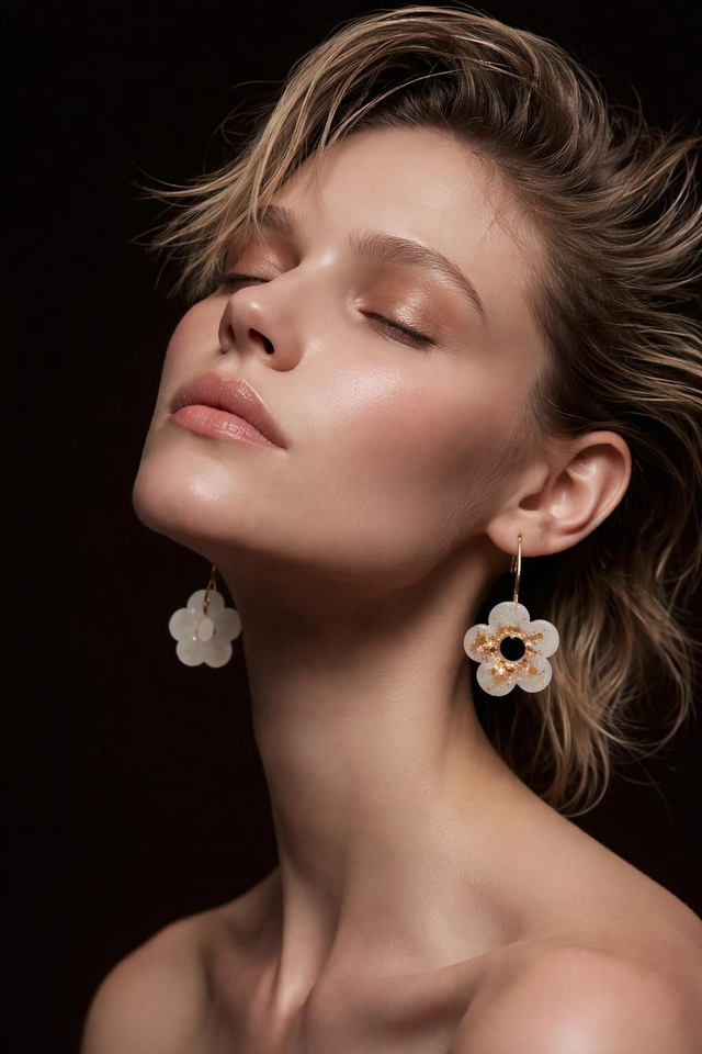 Boucles anneaux fleurs -Collection Minérale origine 