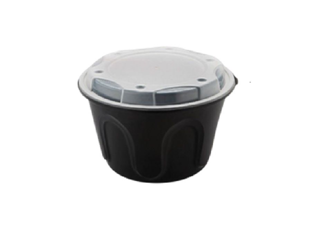 1580ml PP Black Bowl with Clear Lid | BTC056