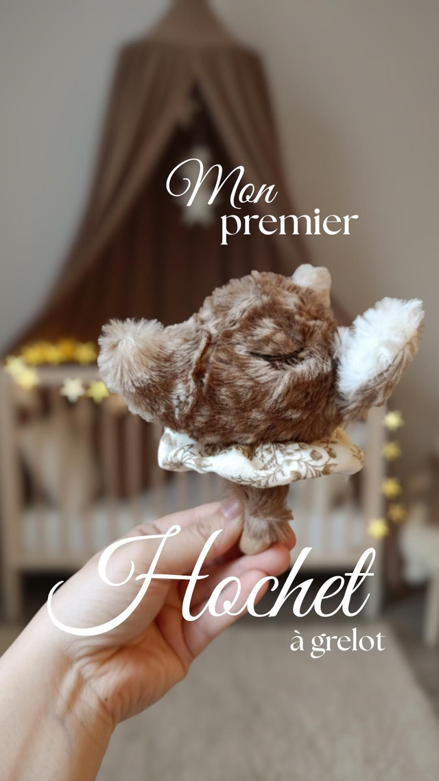 Hochet faon fourrure luxe