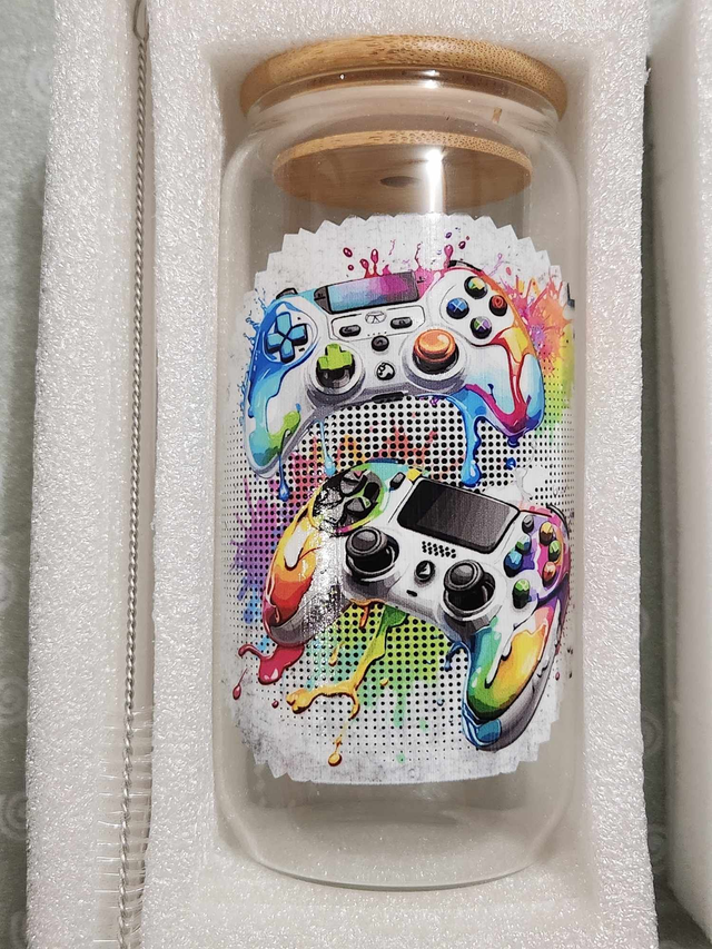 Canette en verre personnalisé &quot;   Gamer   &quot; ( gobelet , verre, tasse  )   