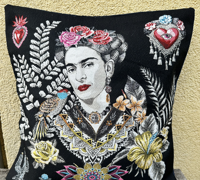 Fourre de coussin Frida Kahlo noir 