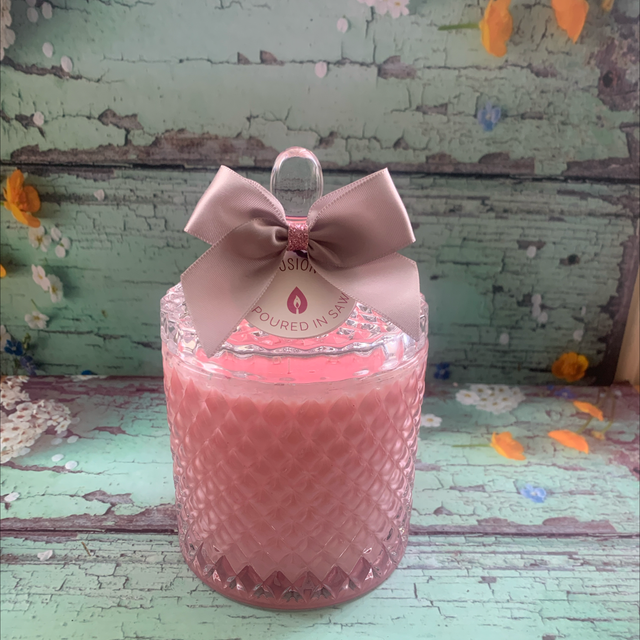 Large Glass Soy Candle - Rhubarb &amp; Rose