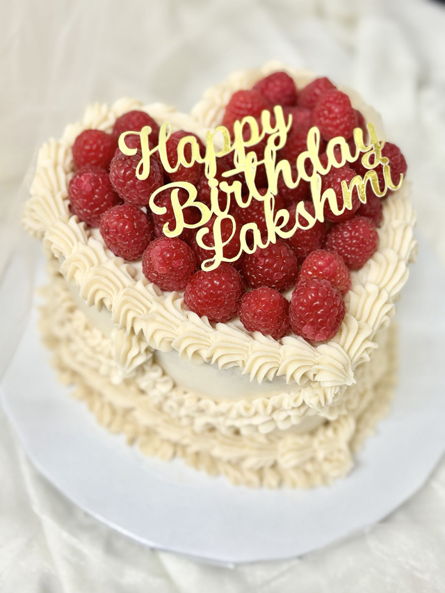 Raspberry Vintage Heart Birthday Cake