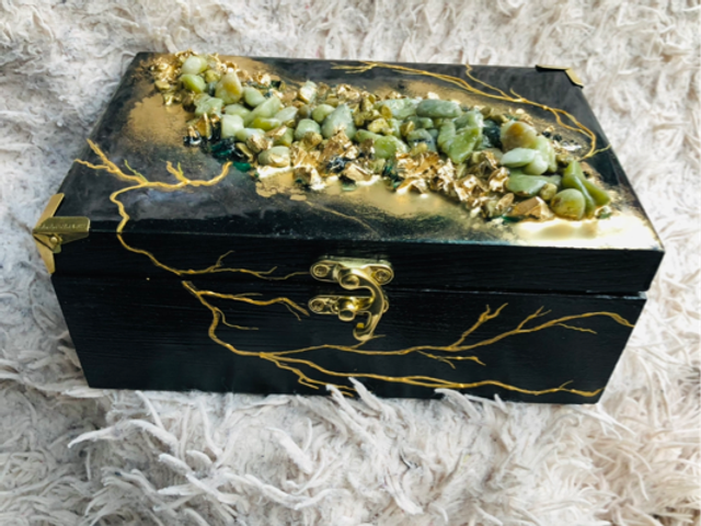 Black Wooden 3D Resin Jewellery Box