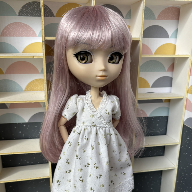 Wig perruque frange rose antique