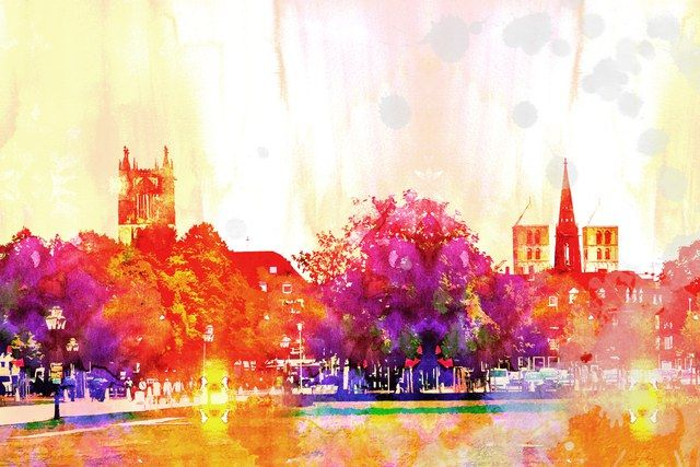 Münster-Skyline, illustriert