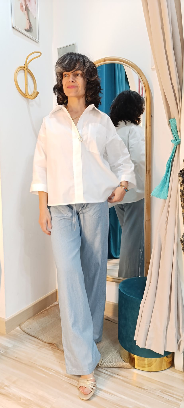 Camisa algodón espalda plisada